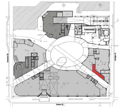 End of trip facilities map showing entrance off hospital lane